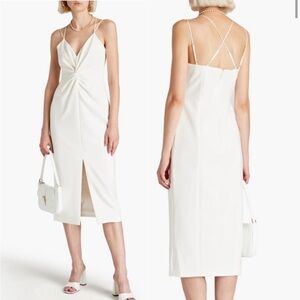 Cinq à Sept Melby Twist Front Midi Dress in Ivory 4